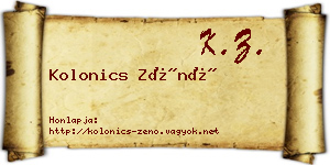 Kolonics Zénó névjegykártya